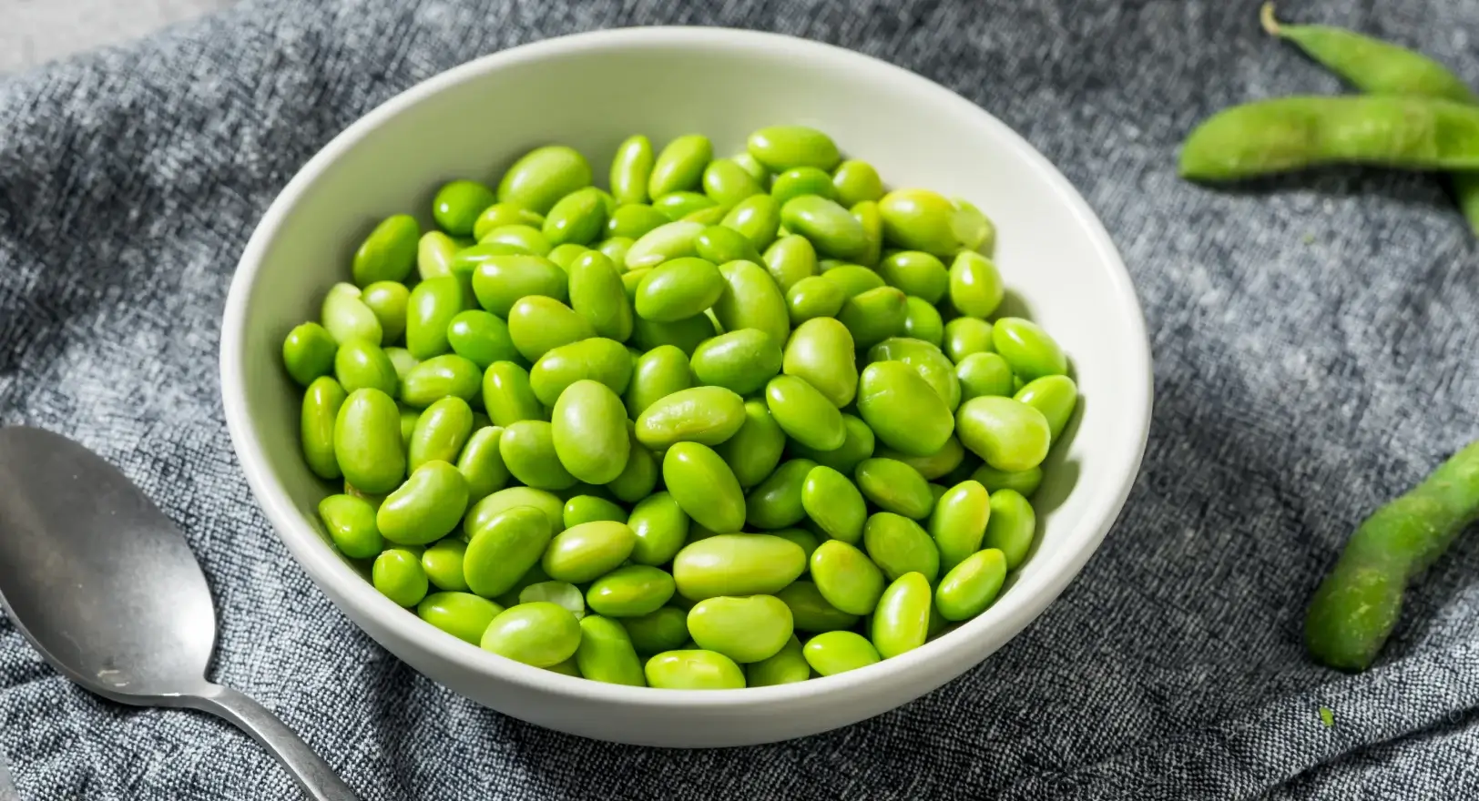 Close up of edamame.