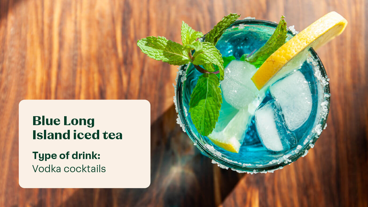 Blue long island ice tea summer cocktail.