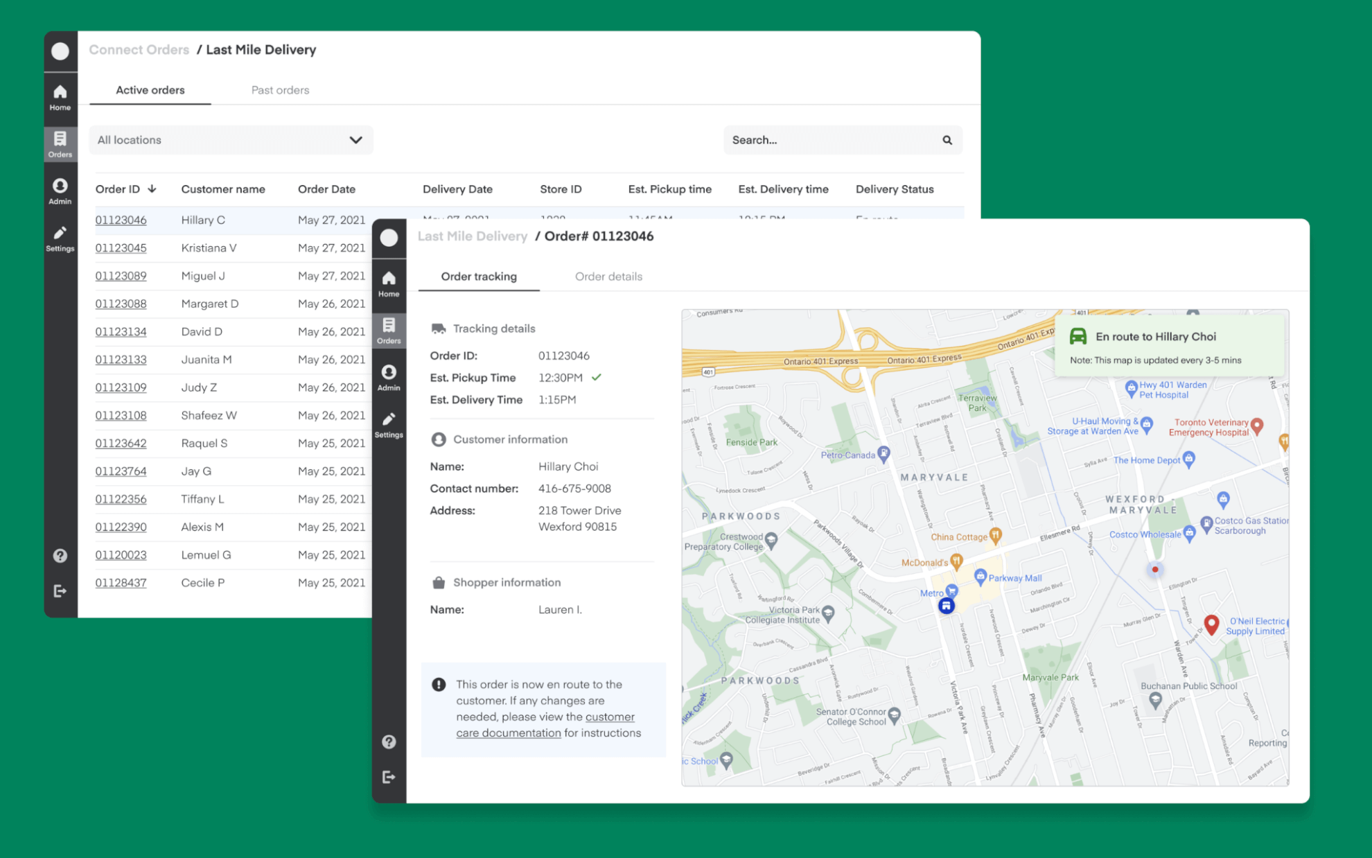 Instacart's Last Mile Delivery operations dashboard