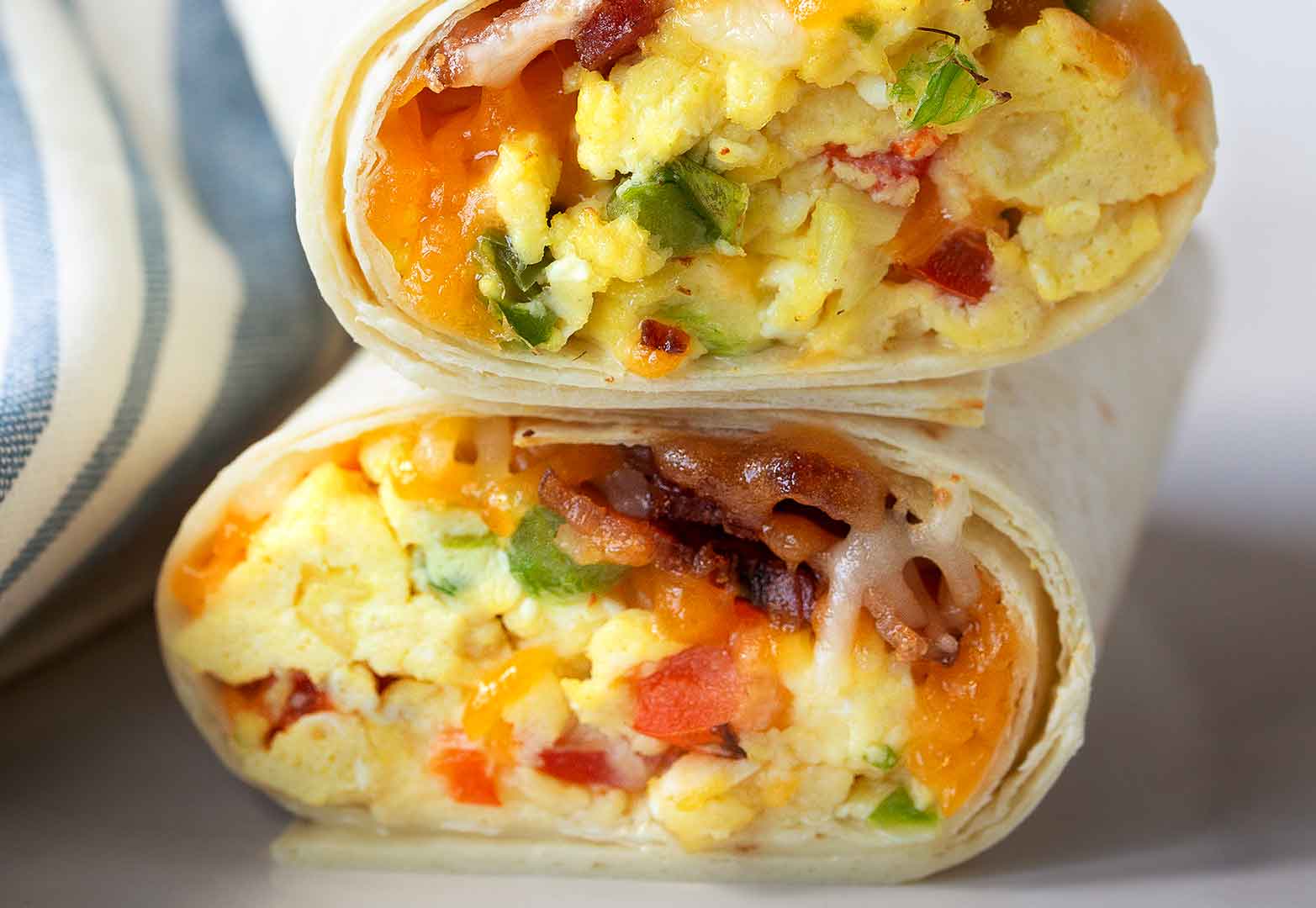 Cheesy scrambled egg burrito