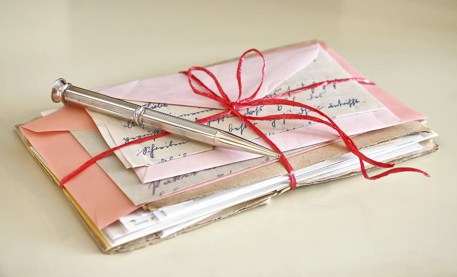 A photo of a stack of love letters.
