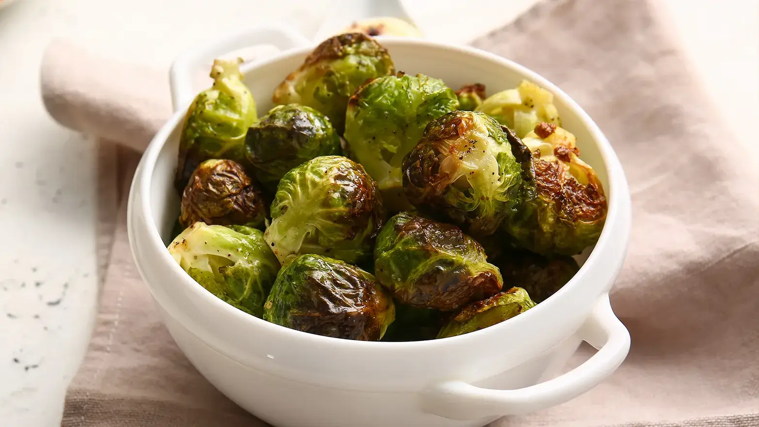 Glazed Brussel sprouts in a bowl