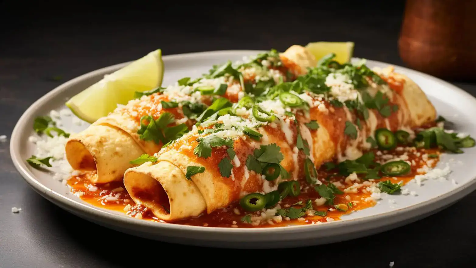 chicken enchiladas topped with cilantro