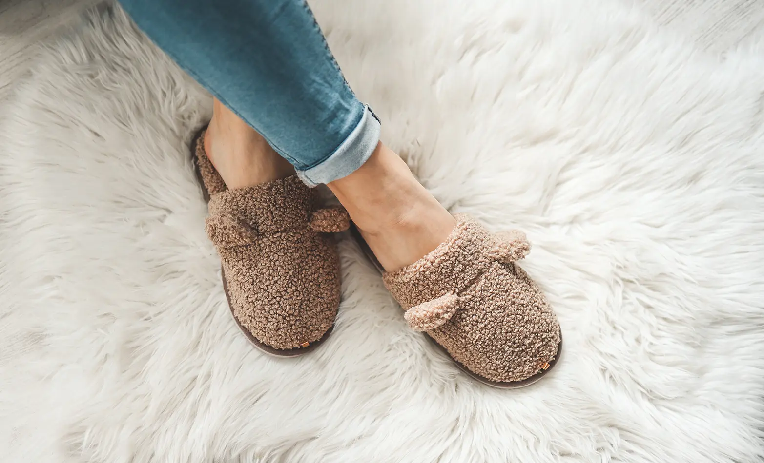 A photo of house slippers.