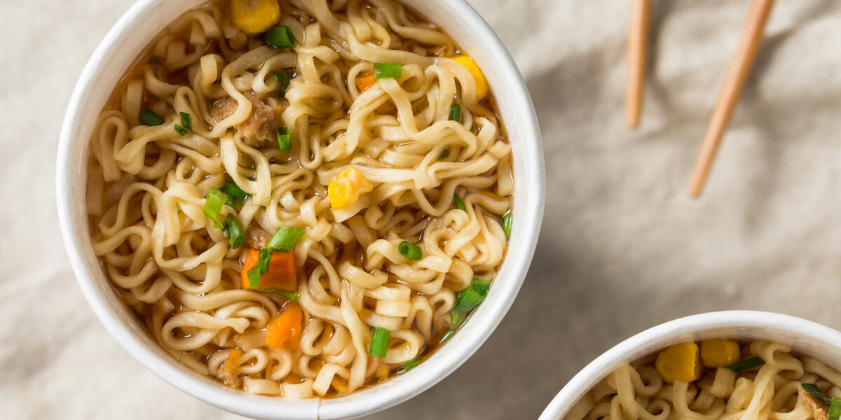 Instant Ramen Noodles in a Cup with Beef Flavoring