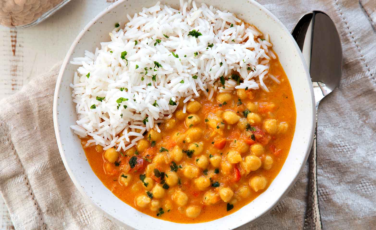 Stock image of chickpea coconut curry