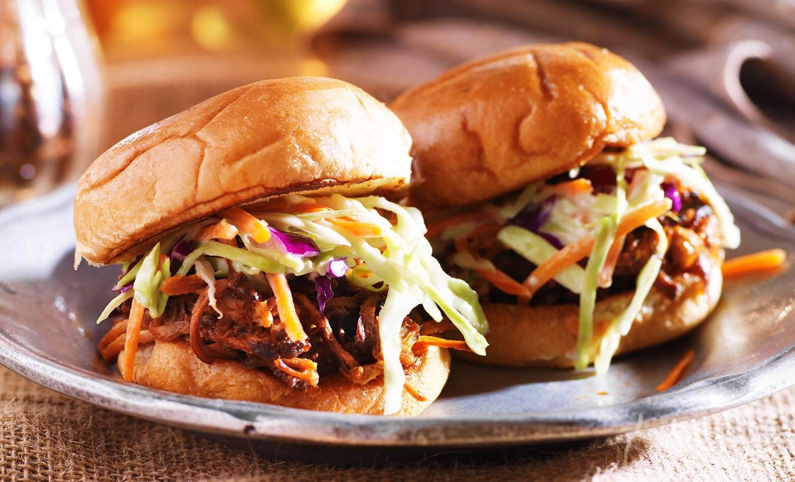 BBQ pulled pork sliders with slaw