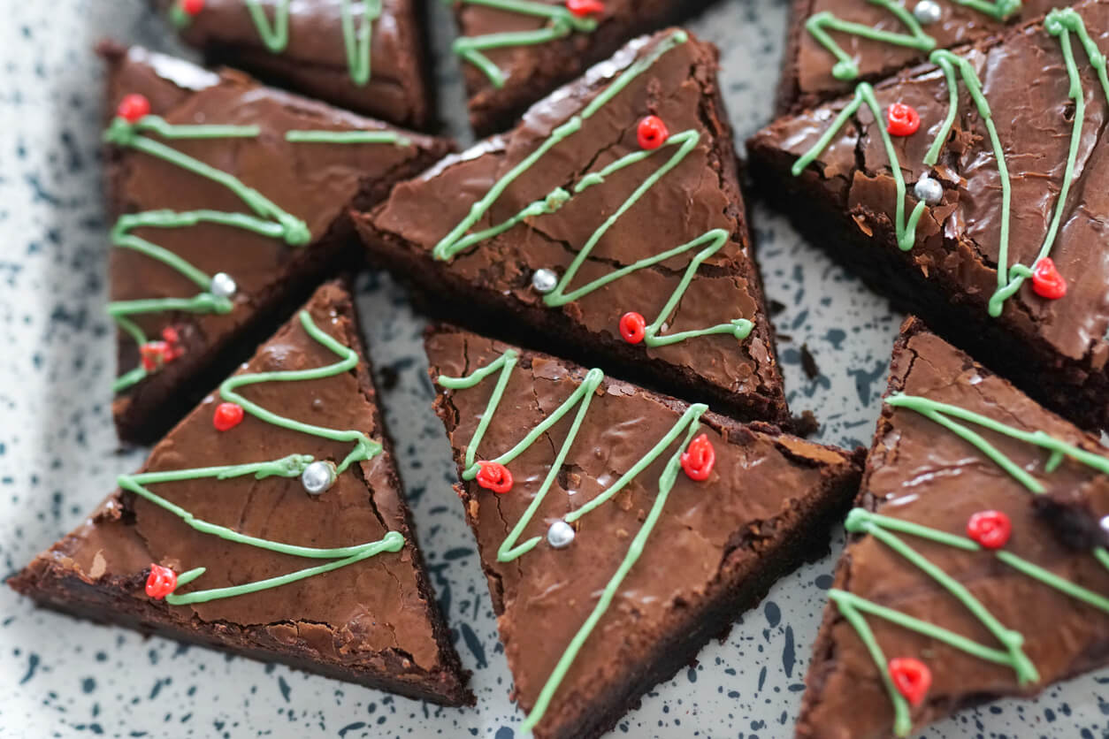 Tree shaped Brownie for Christmas.