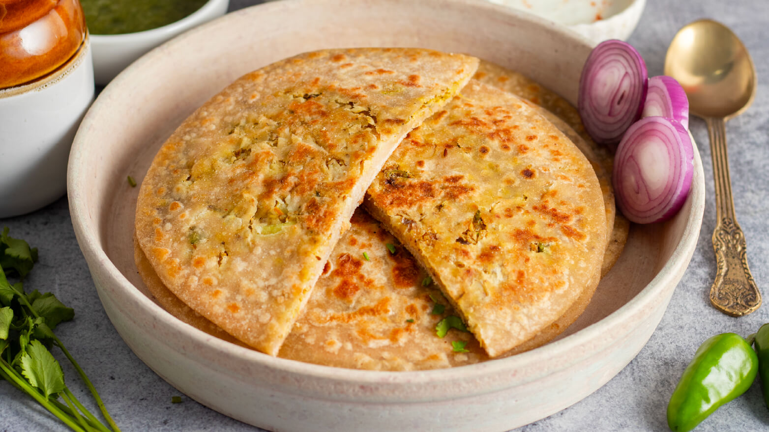 cauliflower stuffed flatbread
