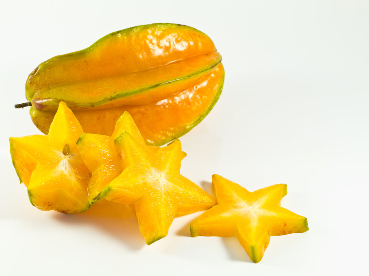 Carambola or starfruit on white background
