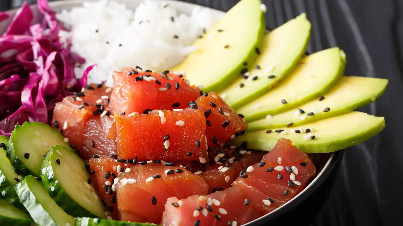 Ahi poke bowls with cucumber