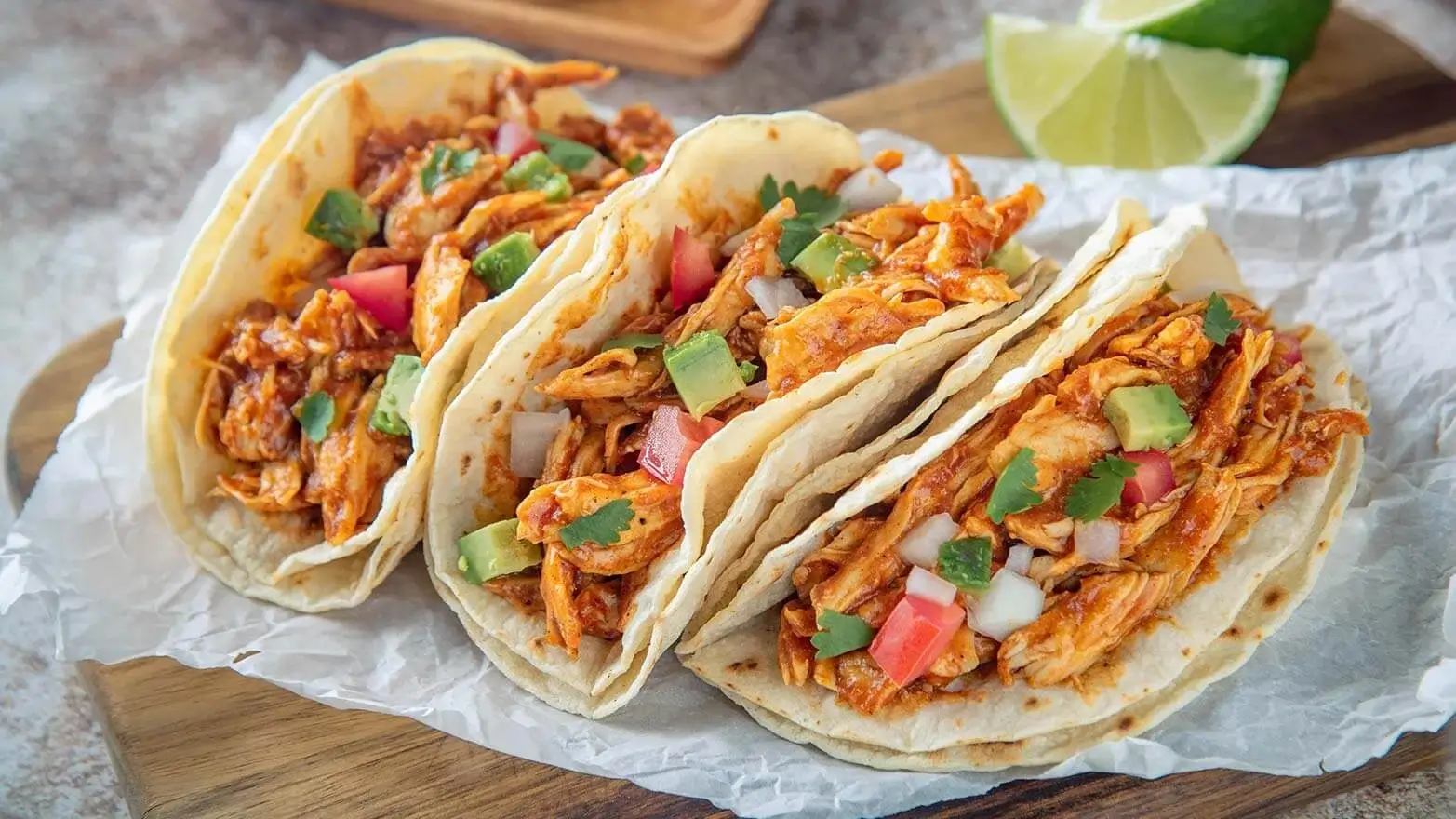 Shredded chicken tacos