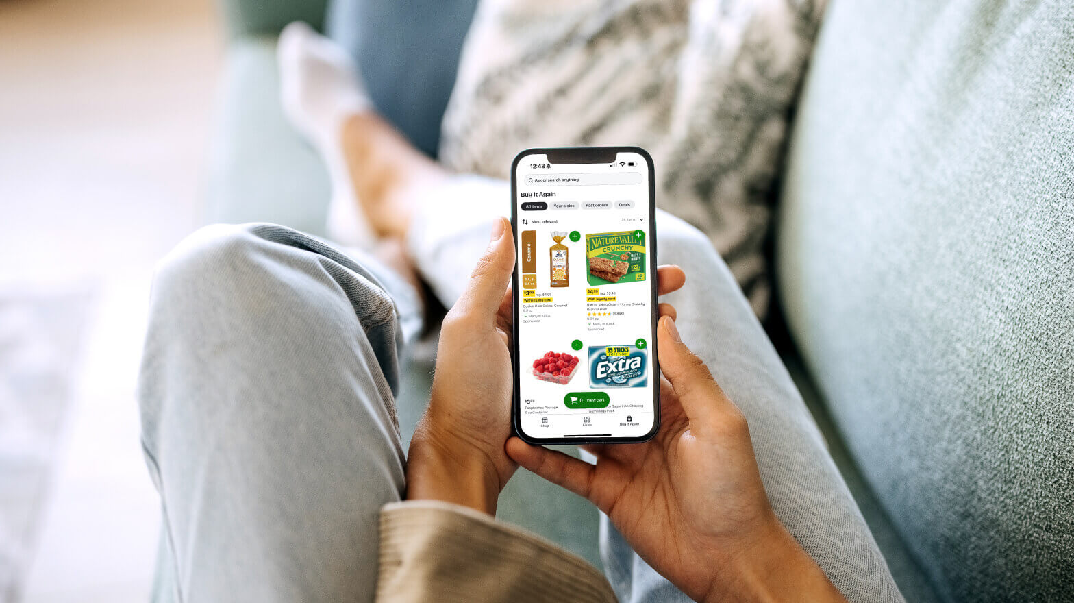 Person ordering groceries online