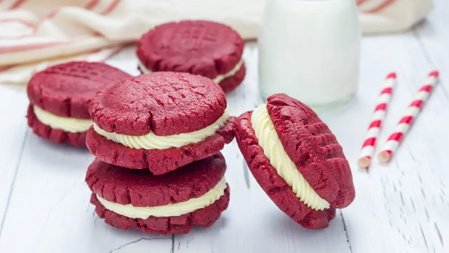 Red velvet cookie sandwich