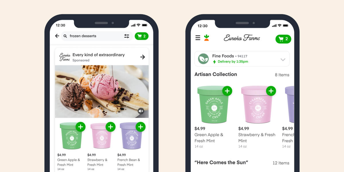 image of smartphones showing shoppable video ads