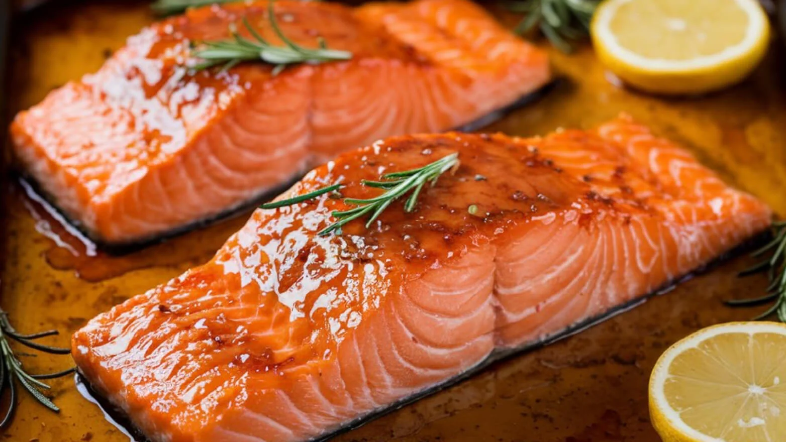 a photo of maple glazed salmon