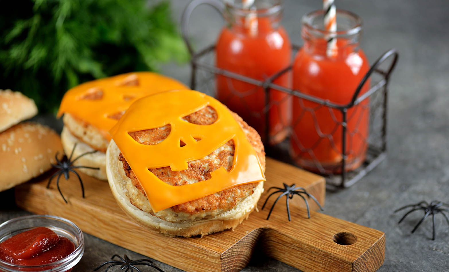 Jack-o’-lantern English muffins