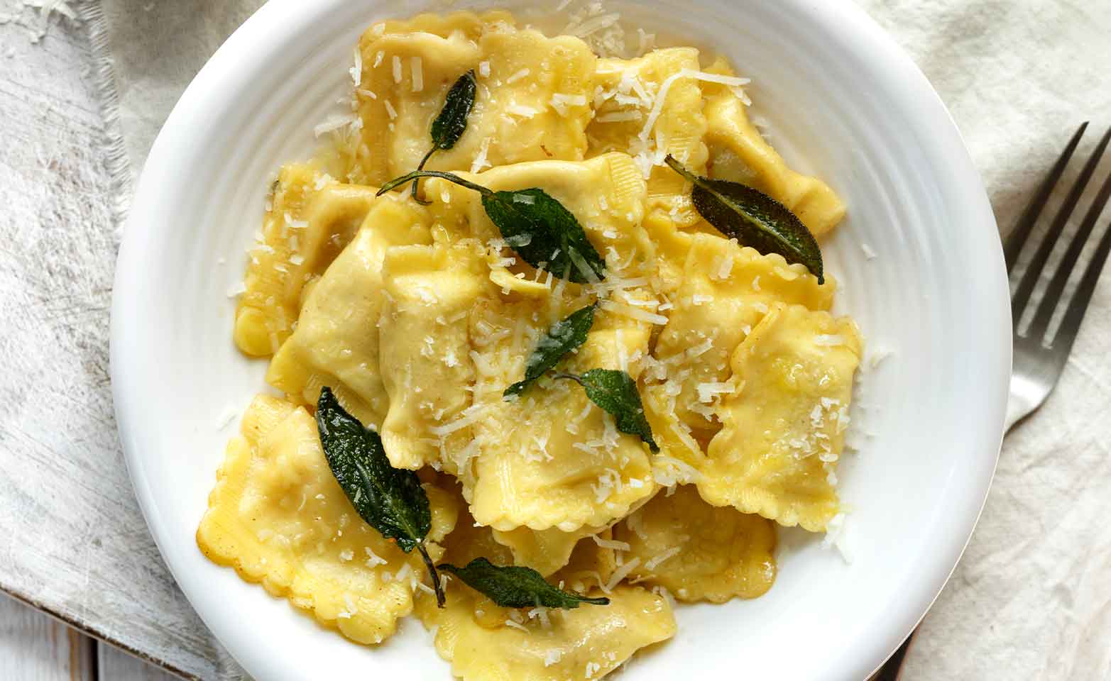 Stock image of butternut squash ravioli