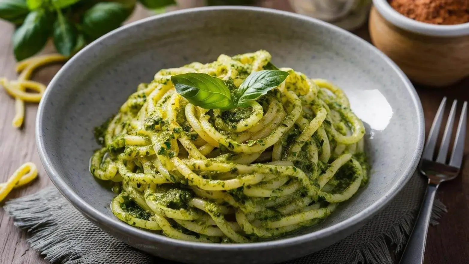 Pesto pasta with vegetables