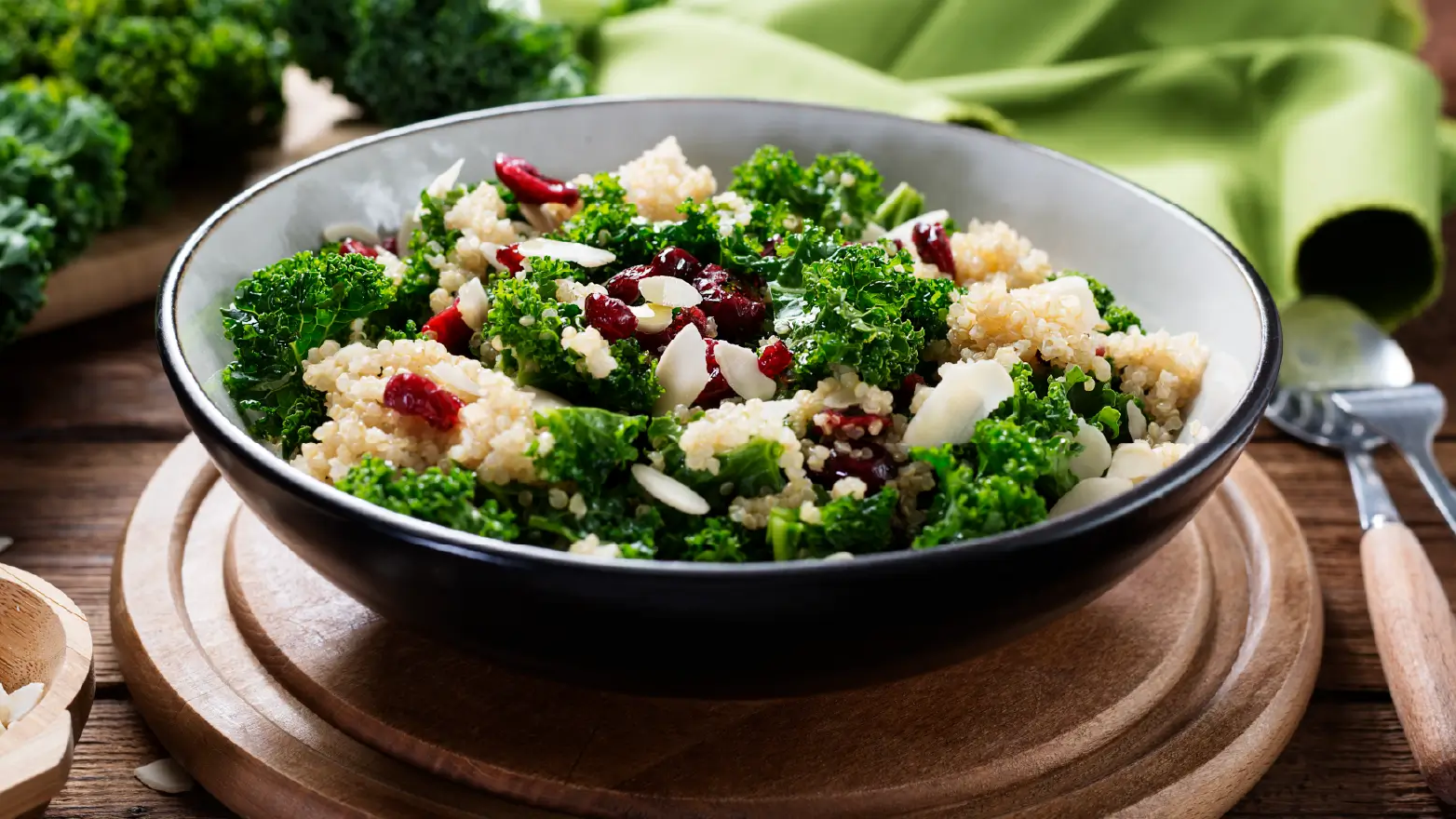 kale salad with cranberries and almonds