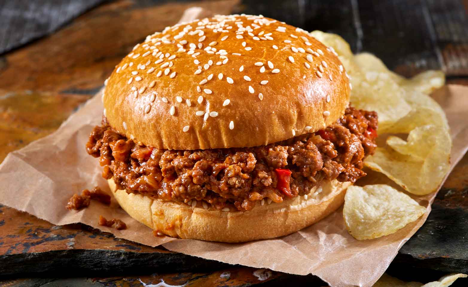 Stock image of homemade sloppy Joes