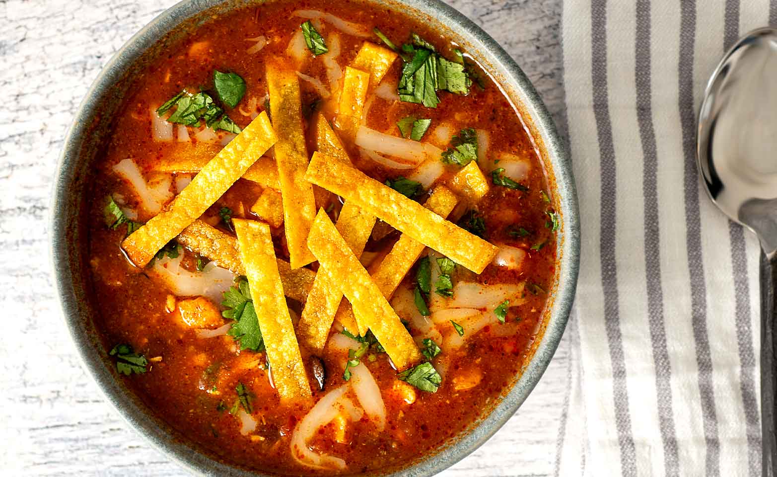 Stock image of chicken tortilla soup