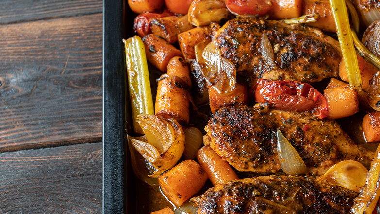 Sheet pan Cajun chicken with veggies