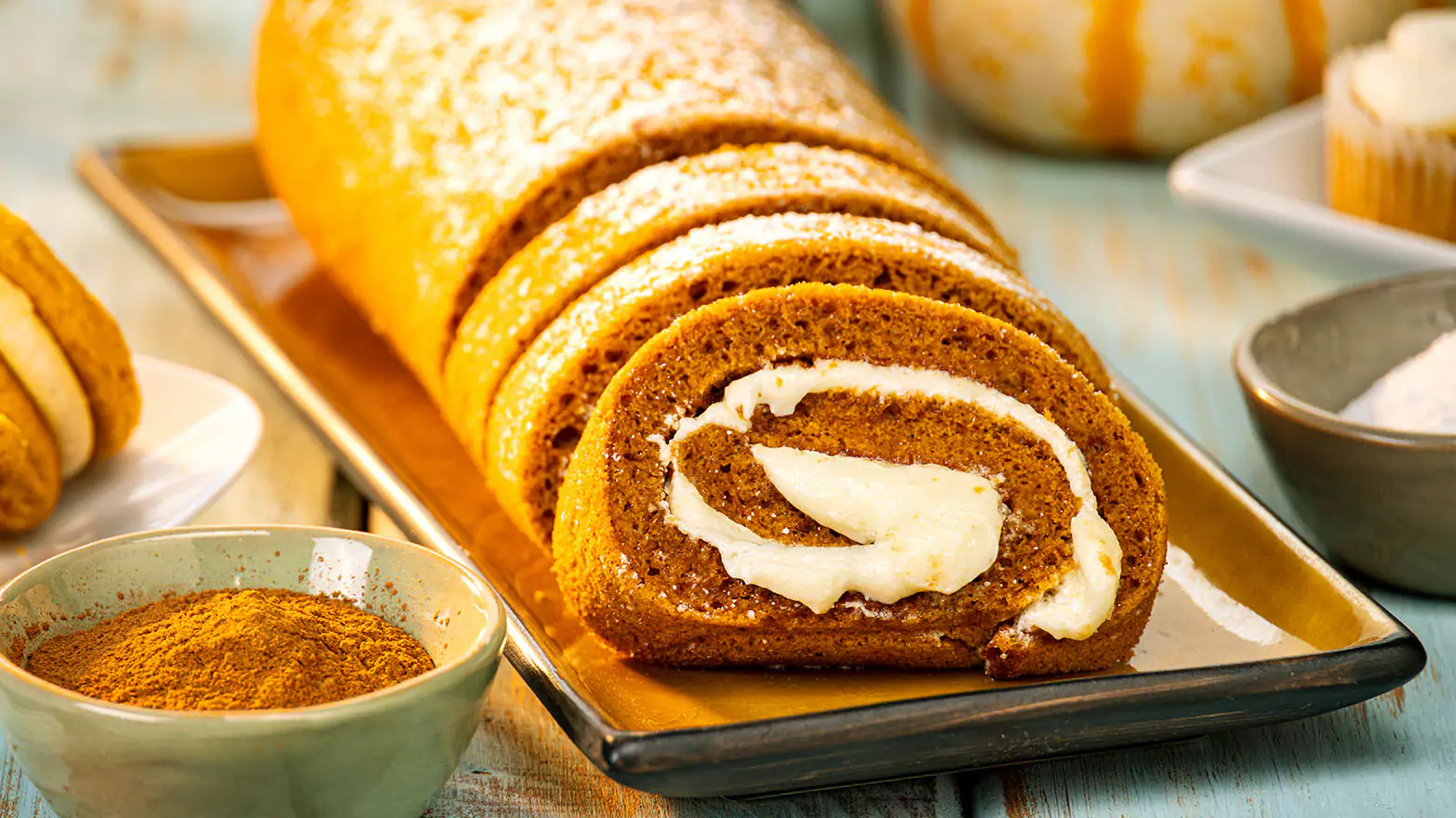 swirled pumpkin cream roll