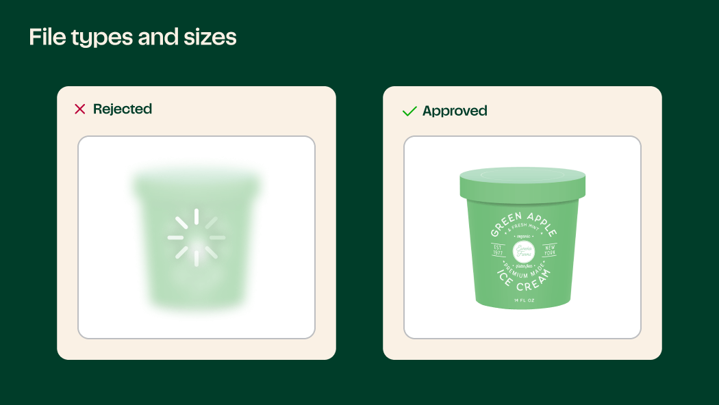 Example photo of a product image with the wrong file type being rejected.