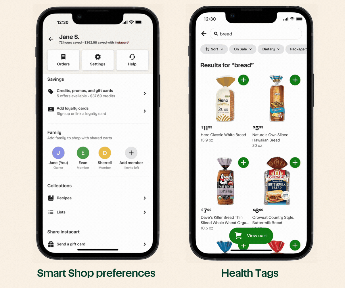 Smart Shop pref & Health Tags