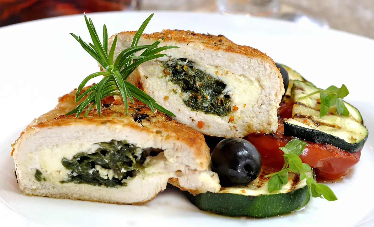 stuffed Greek-style chicken on a plate