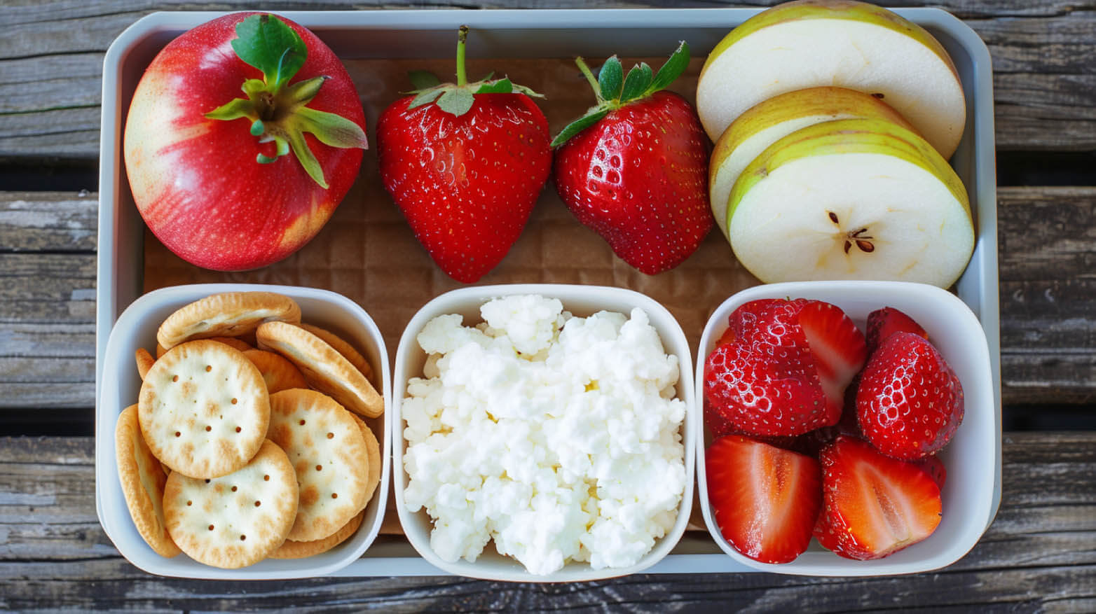 Cottage cheese and fruit crackers 