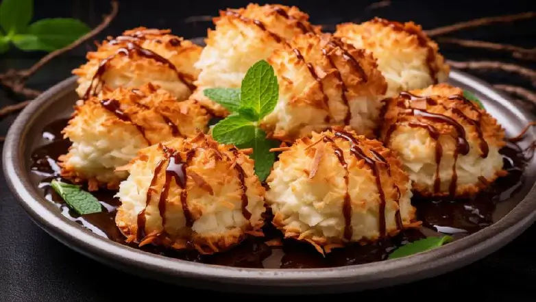 Coconut macaroons on plate