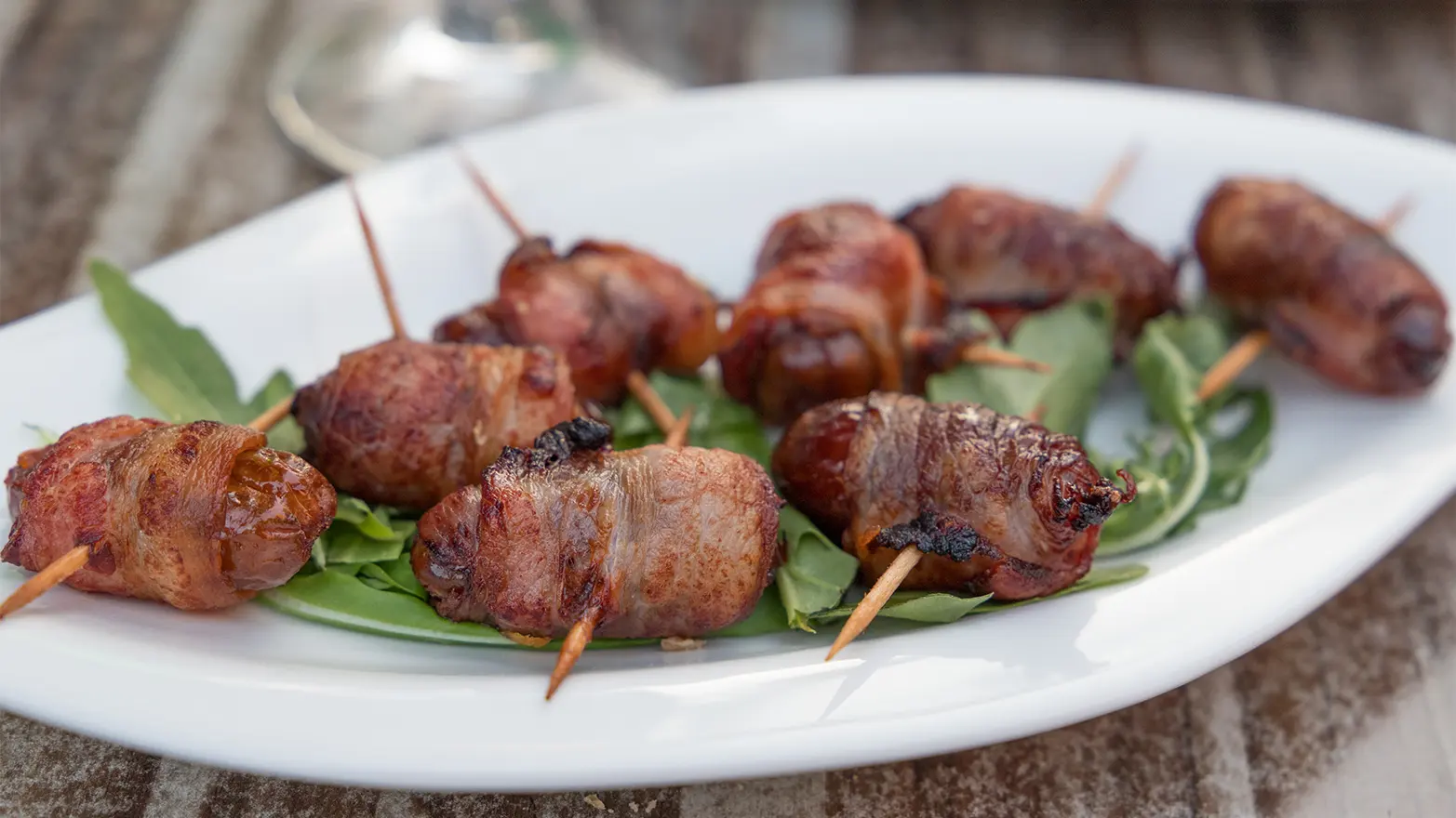 Bacon wrapped stuffed dates