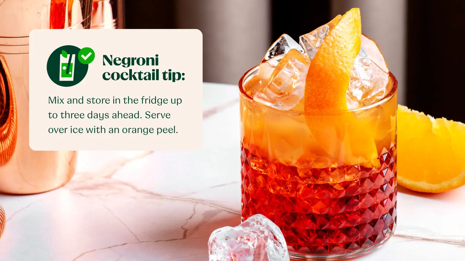 close-up photo of a Negroni cocktail