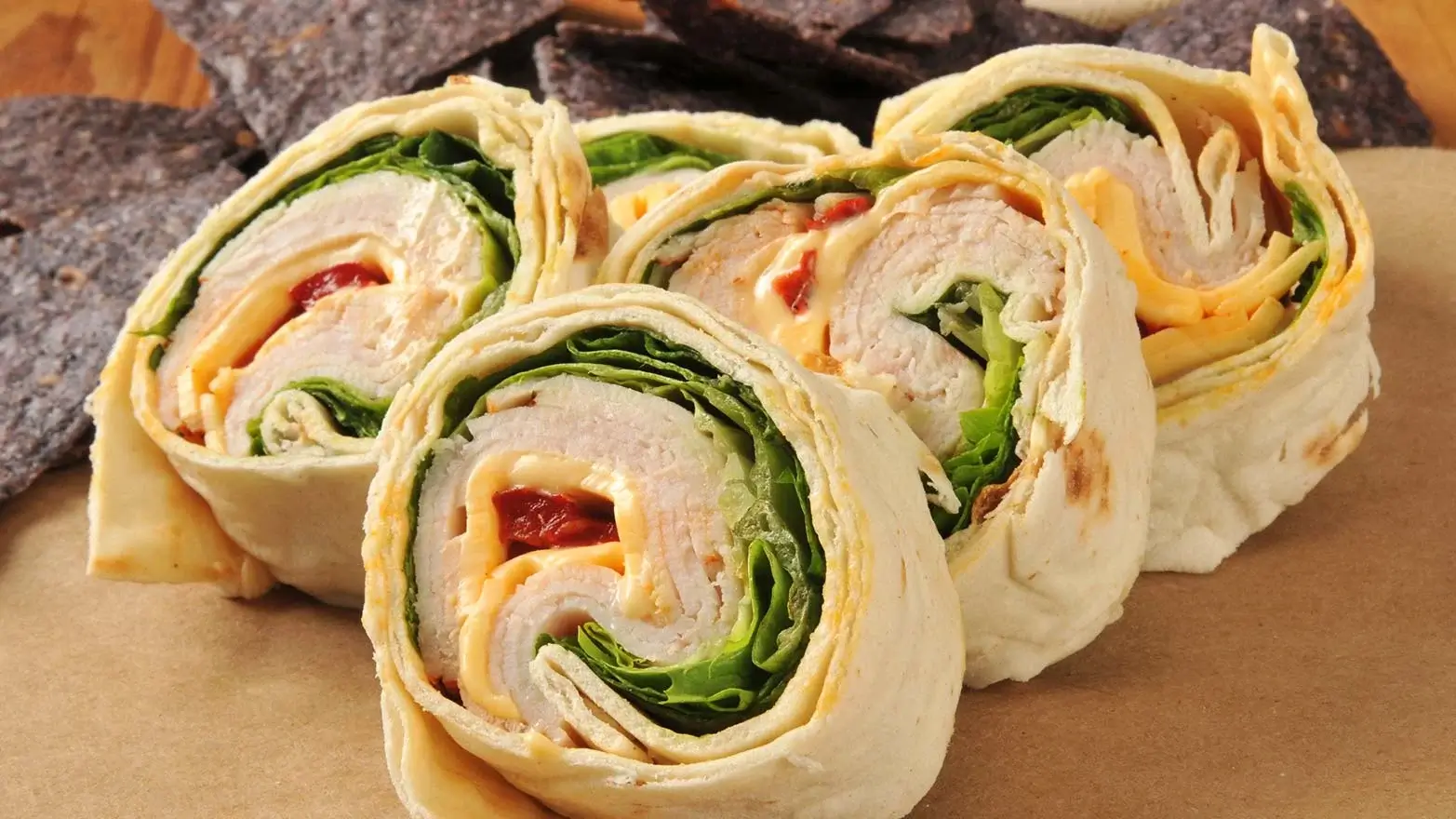 Turkey and cheese tortilla roll-ups with ranch