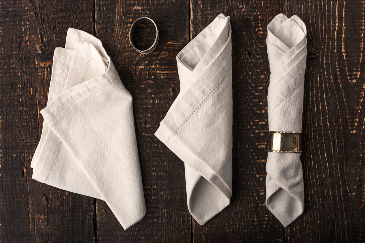 Set of the napkins with vintage ring top view