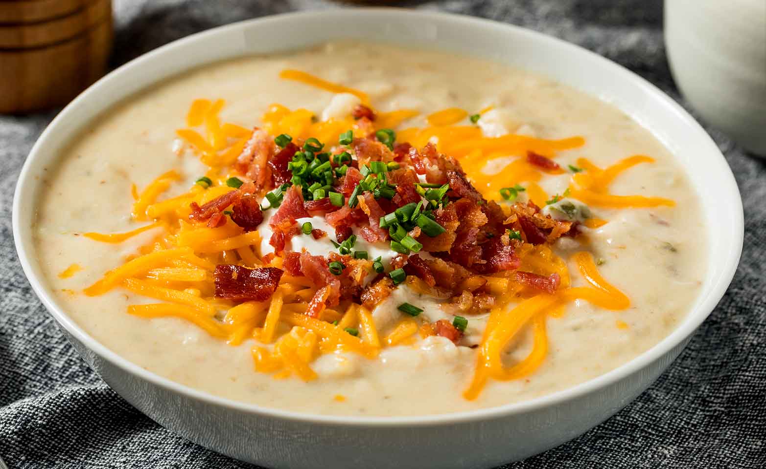 Stock image of loaded baked potato soup