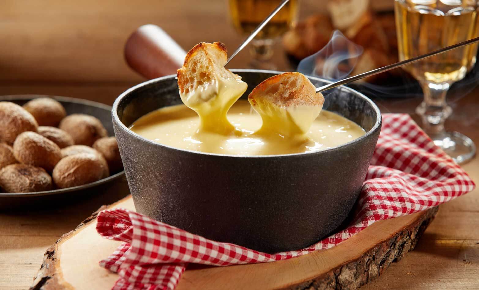 a stock photo of cheese fondue