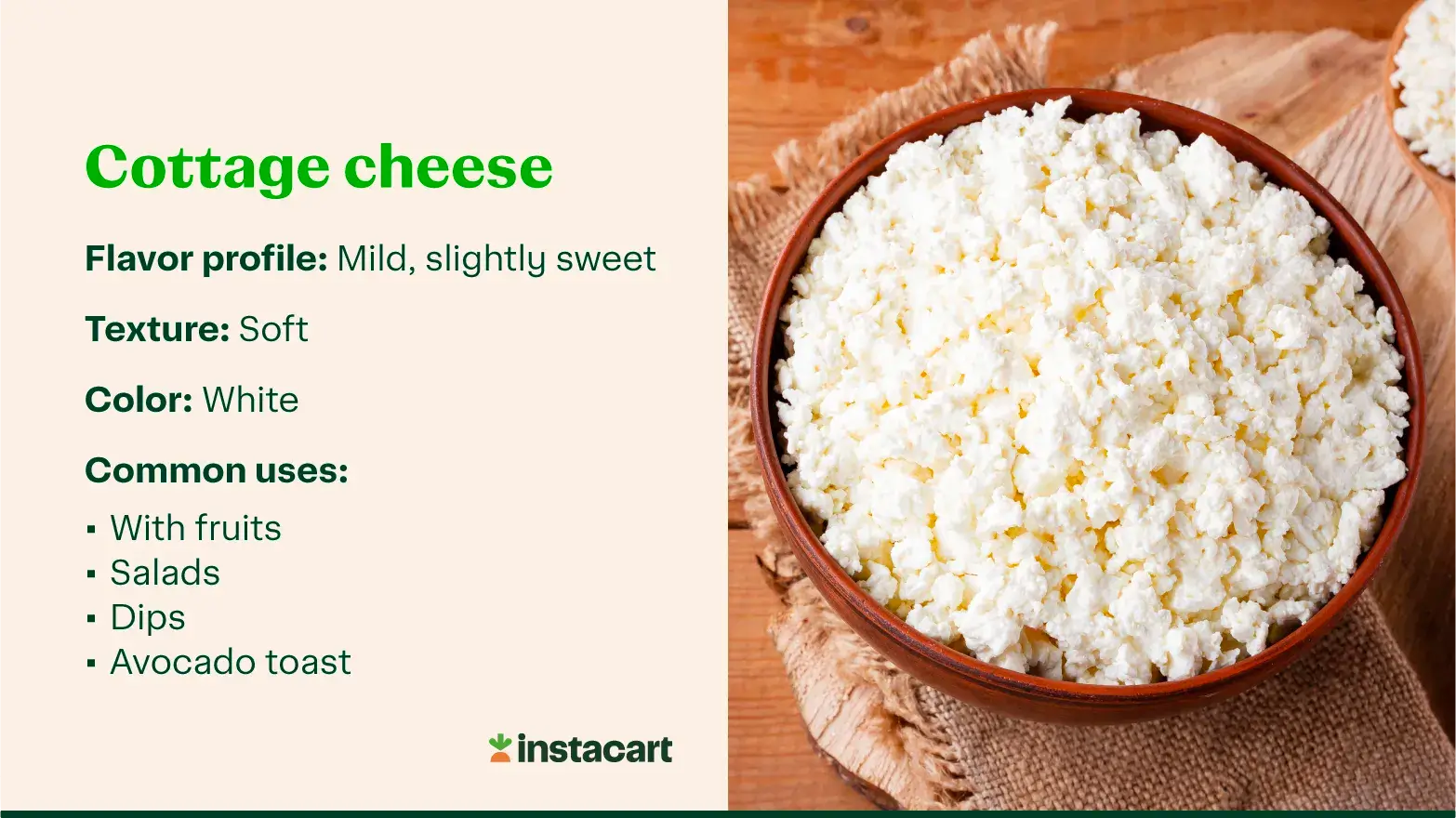 A close-up of a bowl of cottage cheese with a creamy white texture.