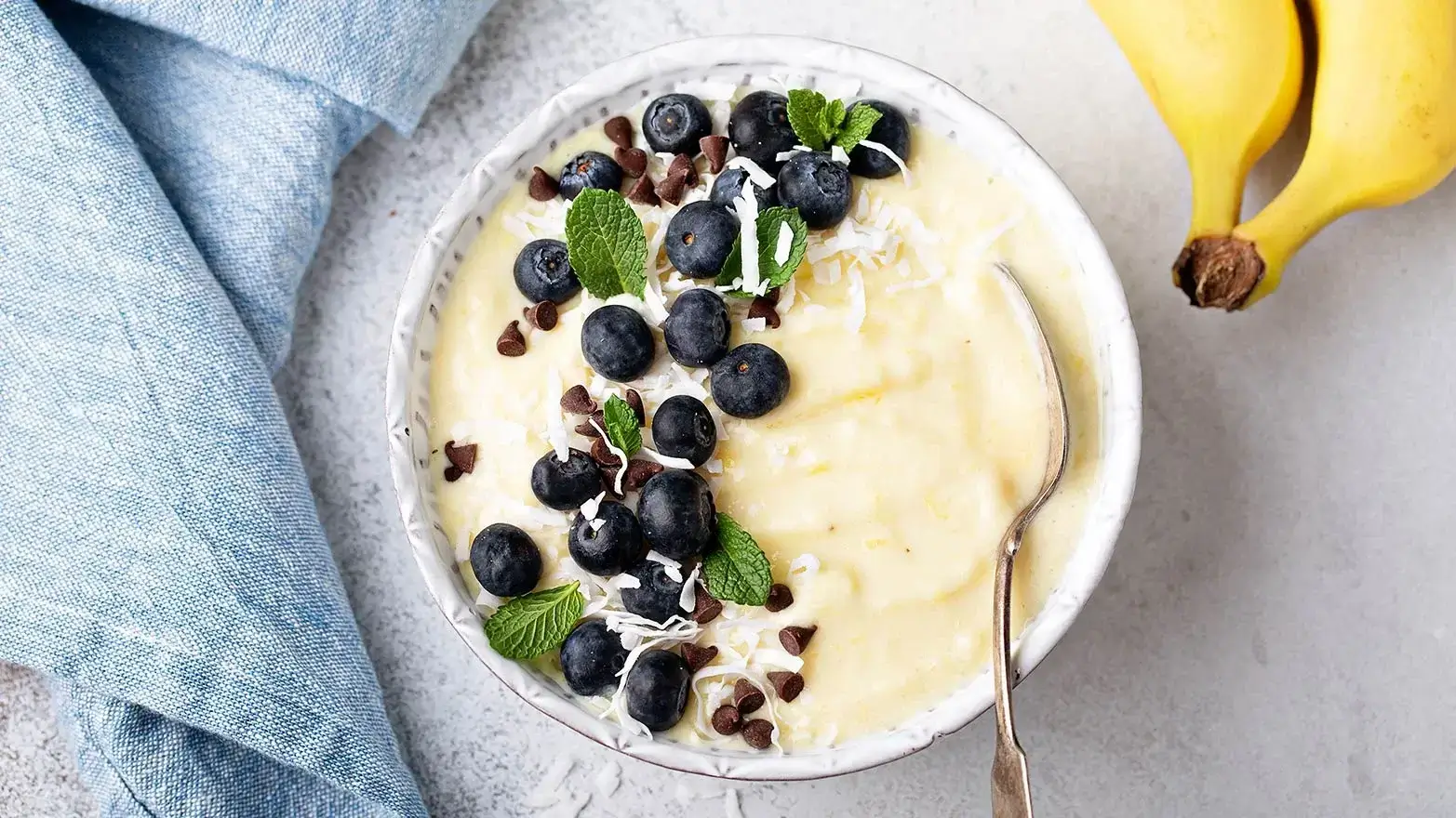 frozen bananas with berries and coconut as an ice cream alternative