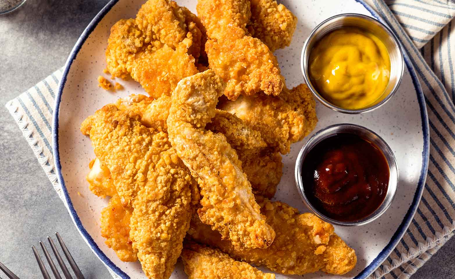 Stock image of baked chicken tenders