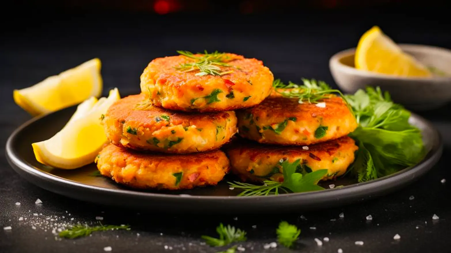 a stack of salmon burger patties