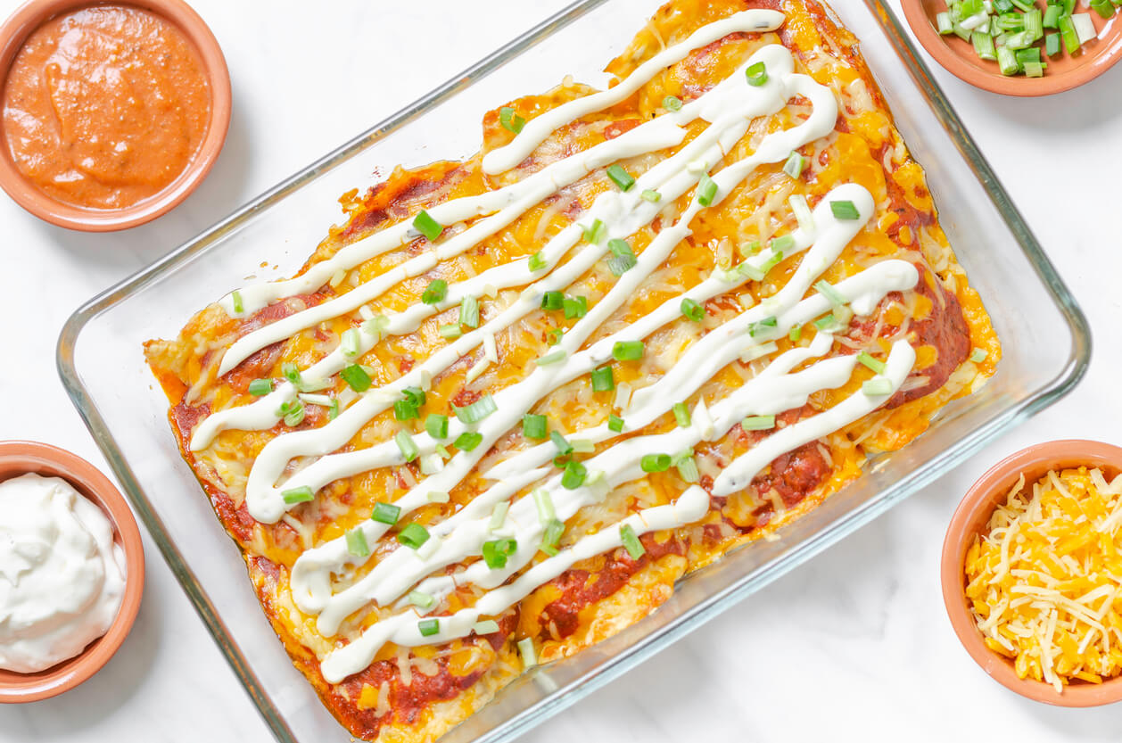Keto ground beef enchiladas casserole