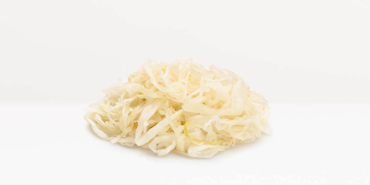 Sauerkraut, grocery store produce, on a blank background.