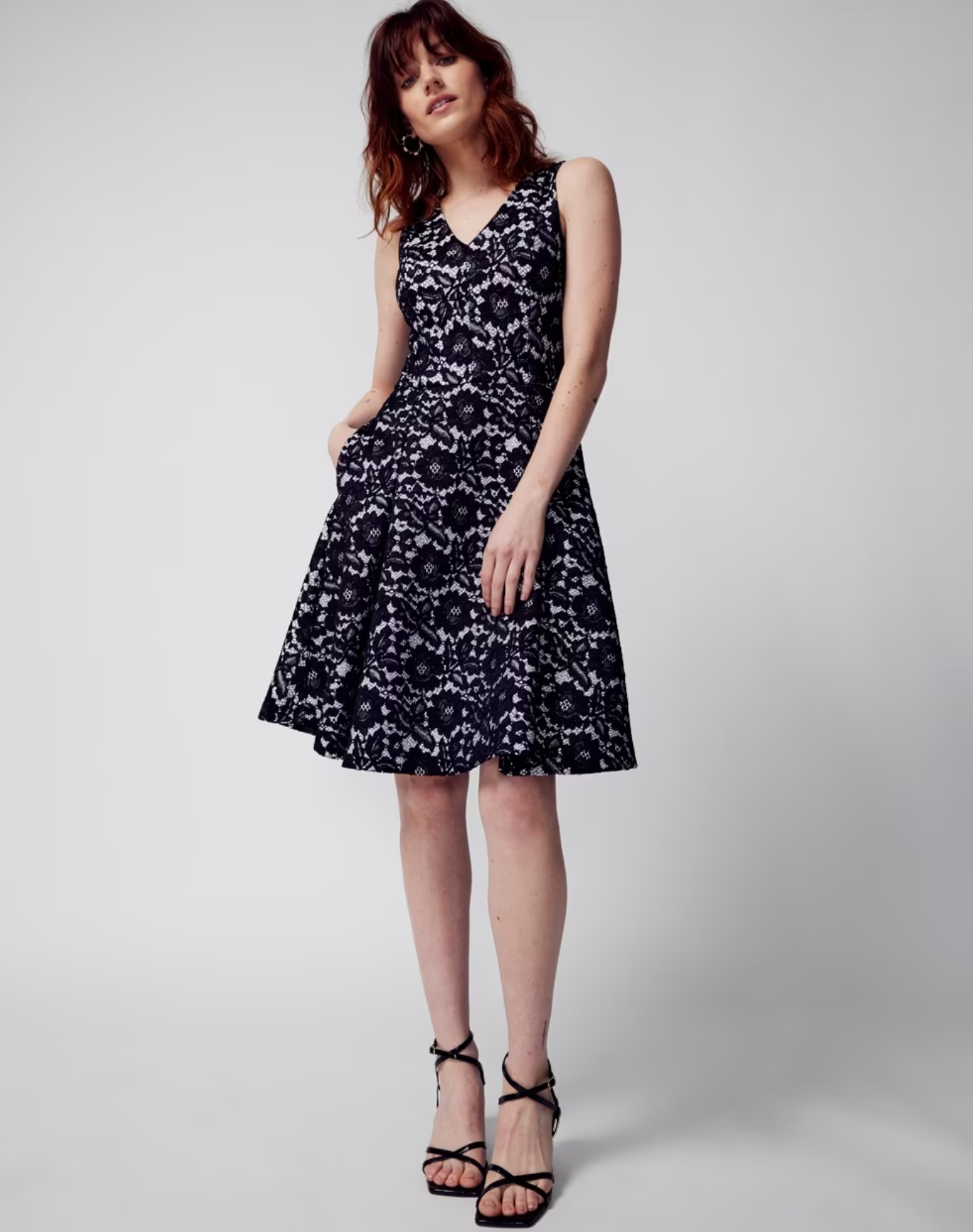 White house black market outlet fit and flare dress