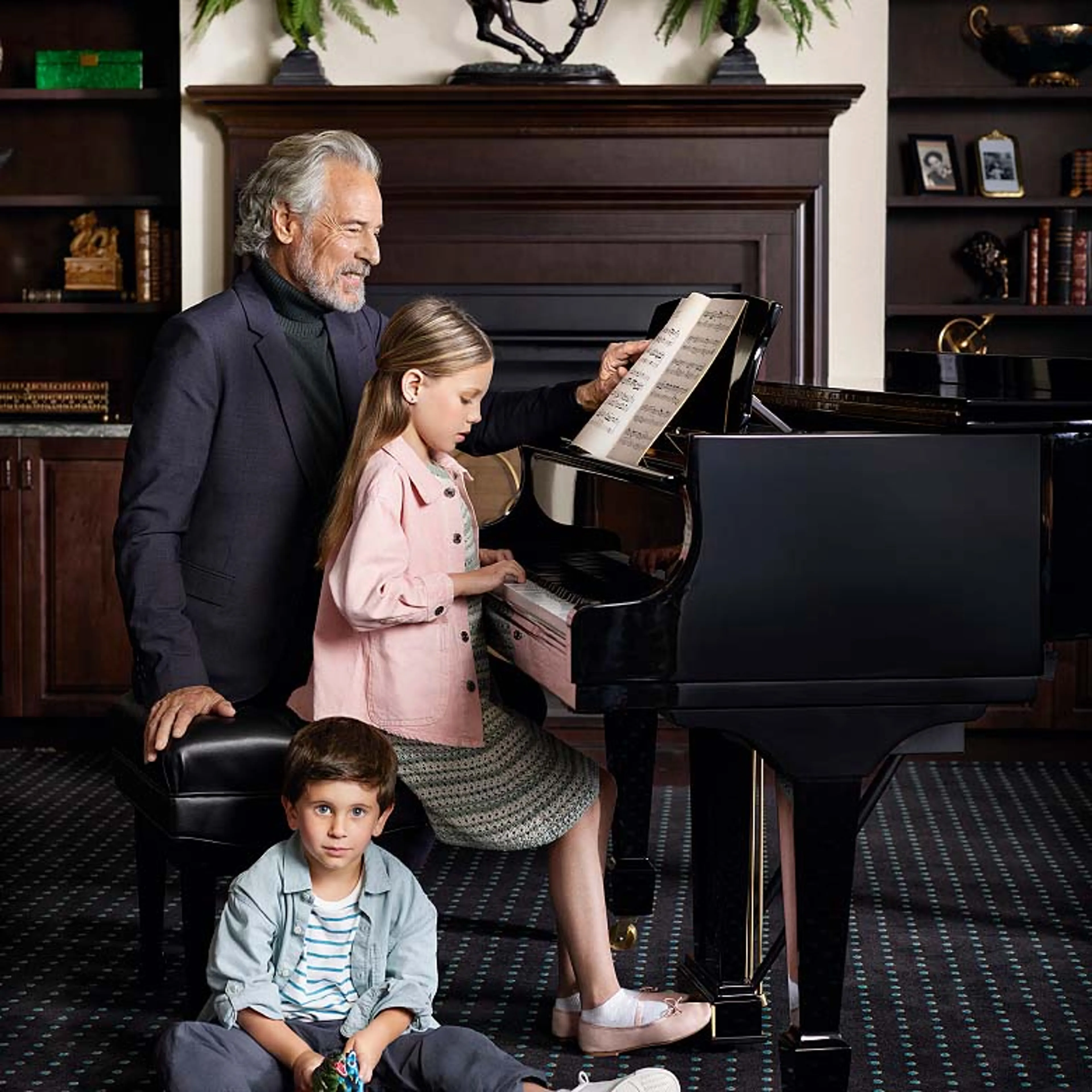 Precious moments with grandchildren at the baby grand piano