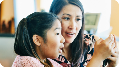 Asian child and parent