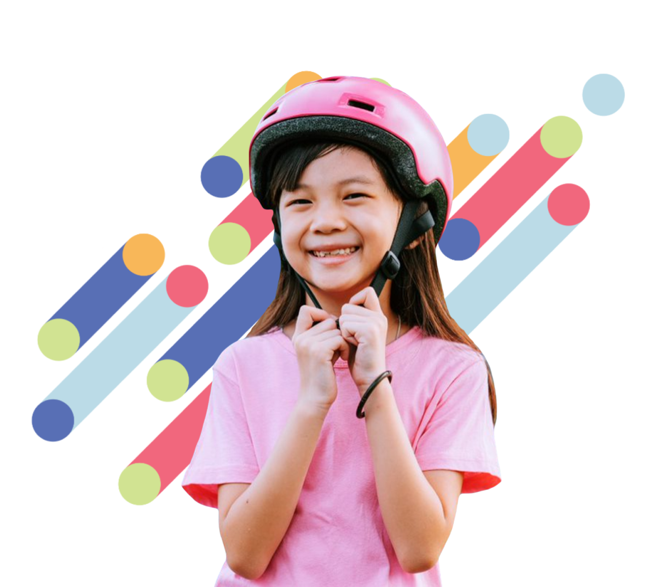 Smiling girl wearing a helmet