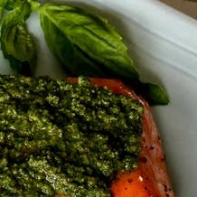Roasted Wild Salmon with Spinach Herb Pesto